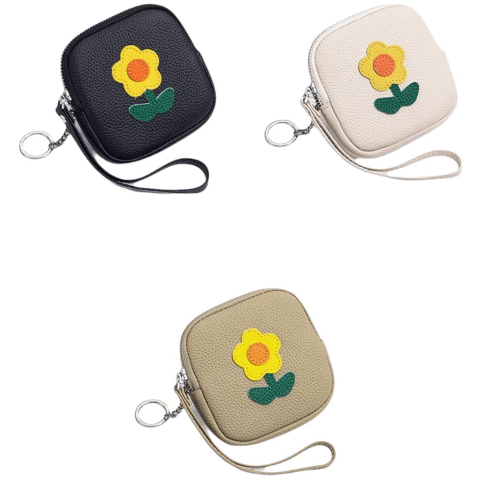 Multifunctional Mini Lipstick Bag with Keychain Earphone Storage Bag Small Flower Wallet  For Mom