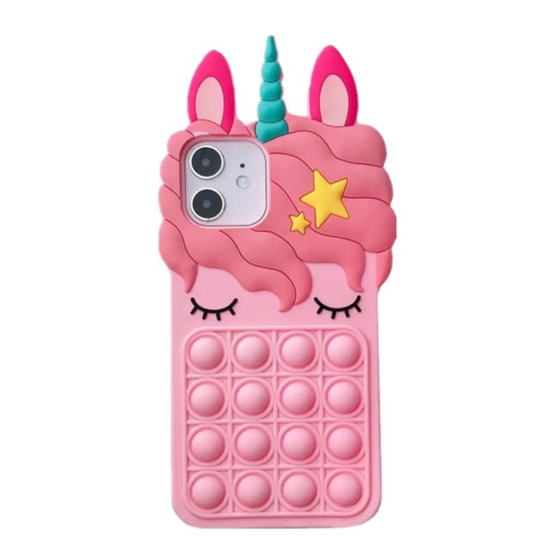 Чехол для телефона Pop Fidget Toys Bubble с ремешком для Samsung A32 A71 A51 A12, чехол для iPhone 11 12 Pro MAX, мягкий противоударный чехол с мультяшным розовым единорогом