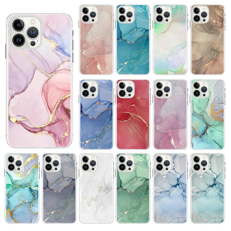 Чехлы для iPhone 14 12 11 13 Pro Max Чехол Силиконовый Funda на iPhone 13Mini X XS Max XR 8 7 14 Plus Цветная Мраморная Живопись