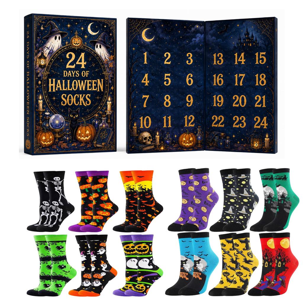Halloween Socks Surprise Box with Pairs Assorted Patterns for Kids and Adults Party Favors