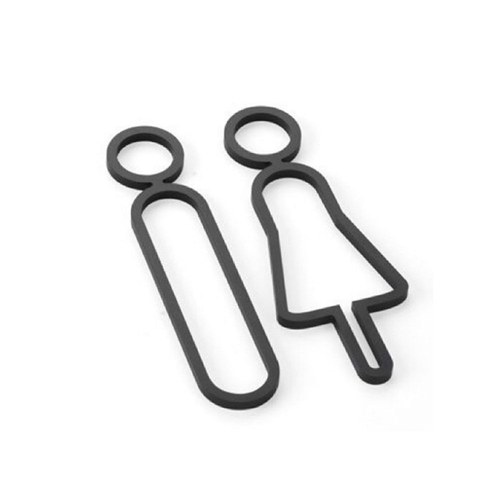 DIY Washroom Sign Plate Set Black Gold Toilet Sign Plate Wc Holder Signage Board Home Decor