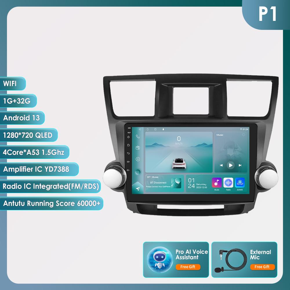 2 Din Android 12 автомобильное радио для Toyota Highlander Kluger 2 XU40 2007-2013 Navi GPS мультимедиа 4G интеллектуальный экран видеоплеер авто стерео Carplay