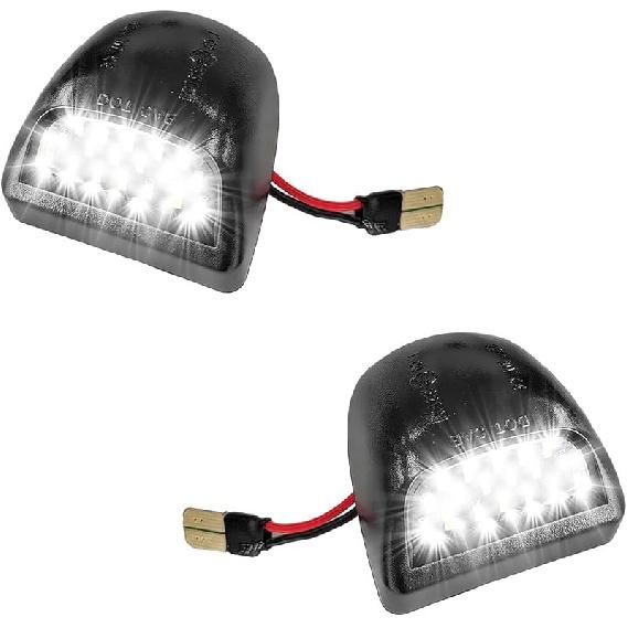 2PCS Full LED License Plate Light Tag Lamp Assembly, 6500K White Car Tag Light Compatible with F150 F250 F350 Bronco Explorer, Car License Plate