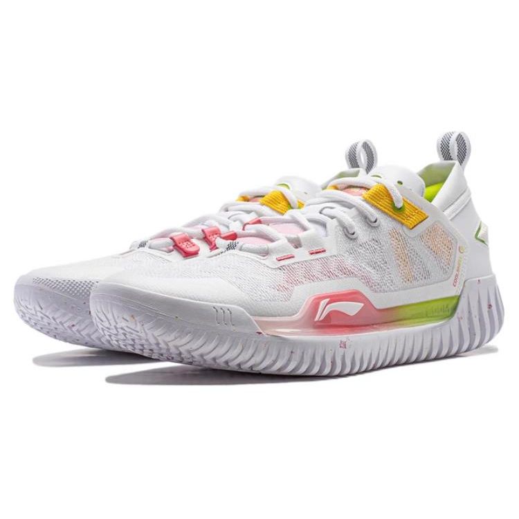 Li Ning Anti-5 Low Shock Absorption Wear-Resistant Low-Top Basketball Shoes Unisex Sneakers White Red Yellow ABFU005-4