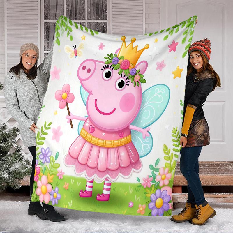 Peppa Pig Theme Printed Blanket,Perfect for Couch, Bed, Travel & Outdoor Use | Machine Washable, Cozy & Durable.