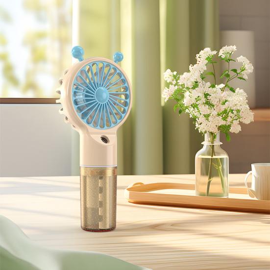 Spray Fan Cartoon Snail Design Silent Motor Mini Handheld Tabletop Fan with Water Mist Cooling USB Rechargeable Handheld Fan