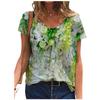 5XL Повседневная летняя футболка для женщин 2021 года, новые свободные топы с коротким рукавом и V-образным вырезом, уличные женские футболки с цветочным принтом