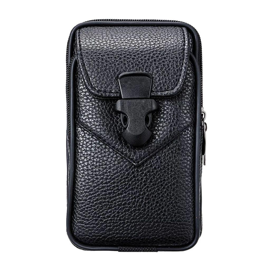 Bag Black Business Style Men Phone Wallet Case Phone Waist Bag Mobile Phone Bag Belt Leather Pouch