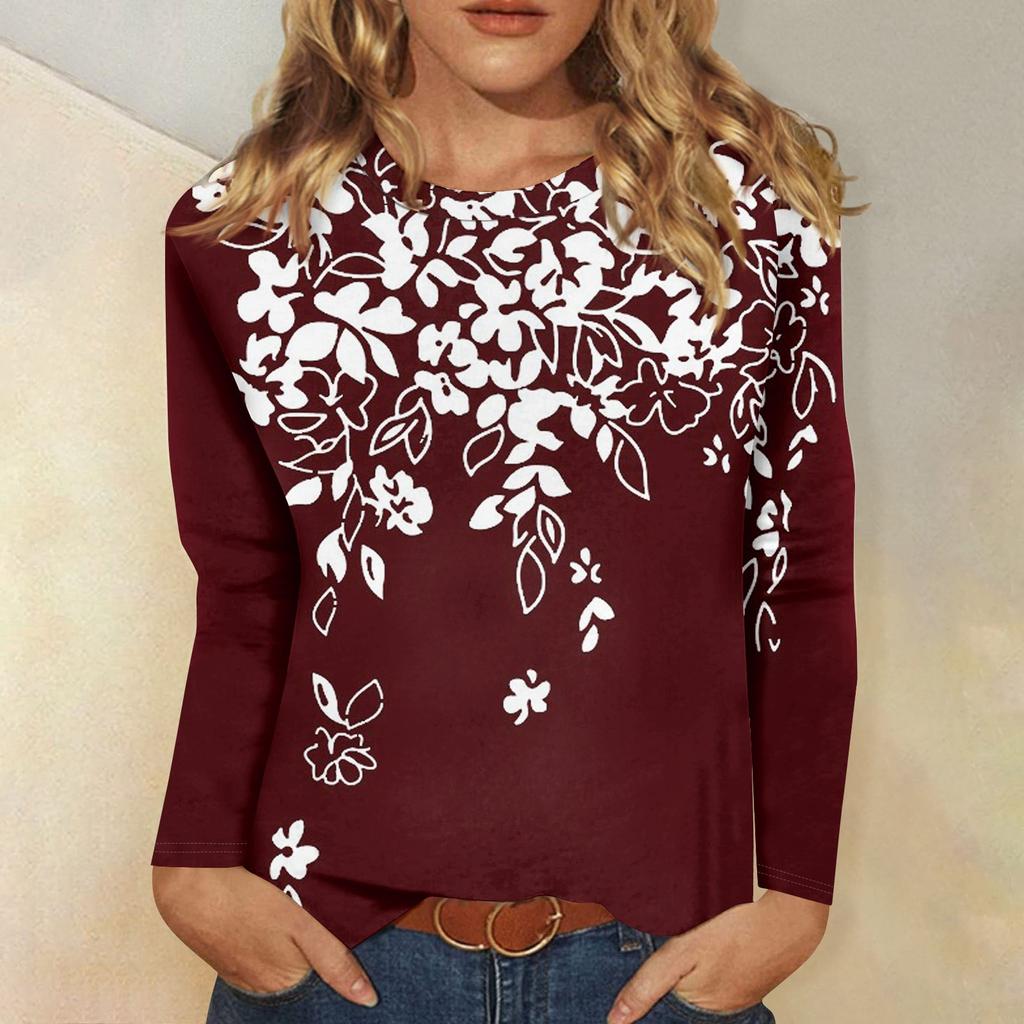 Рубашки с длинным рукавом для женщин, милые футболки с графическим принтом, блузки, повседневные базовые топы больших размеров, пуловеры