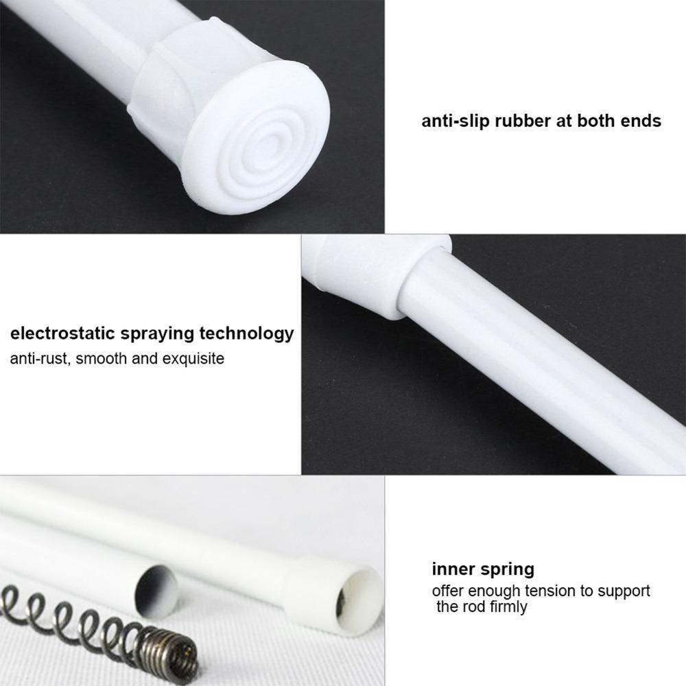 Carbon Steel Adjustable Shower Rod No Drilling Telescopic Rod Pole  Home Kitchen Bathroom