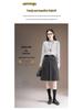 Elegant High-Waisted Woolen A-line Midi Skirt - Winter 2025