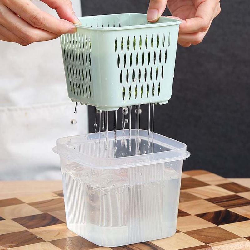 Контейнер для хранения продуктов питания для дома, лука, имбиря, чеснока, дренажные коробки с крышкой, органайзер для холодильника для фруктов, пищевая кухонная коробка