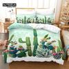 Шикарный кактусовый постельный комплект размера «queen» для детей, подростков, для декора, мультяшный, с зелеными растениями, суккулентами, пододеяльник, искусство природы, цветочный чехол для одеяла