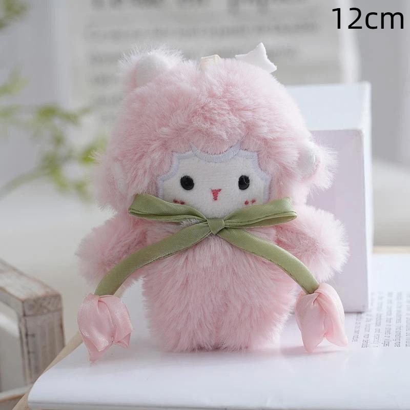 Little Sheep Plush Keychain Kawaii Cartoon Animal Stuffed Doll Lovely Pendant for Kids School Bag Decor