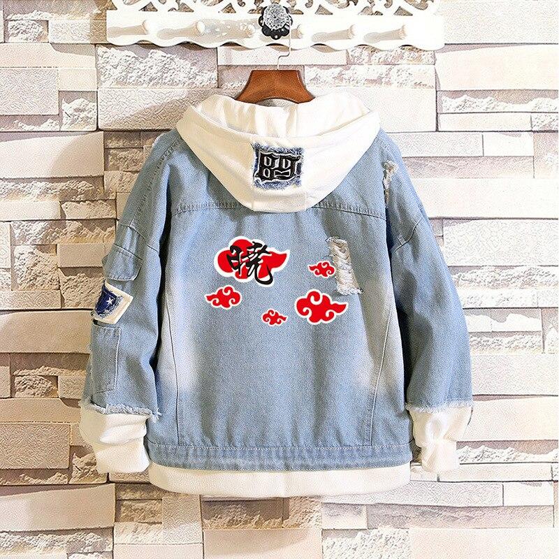 Cosroad Наруто Джинсовая куртка Учиха Саске Косплей Весна Осень Джинсы Толстовка с капюшоном Мужчины Женщины Костюмы Верхняя одежда Пальто