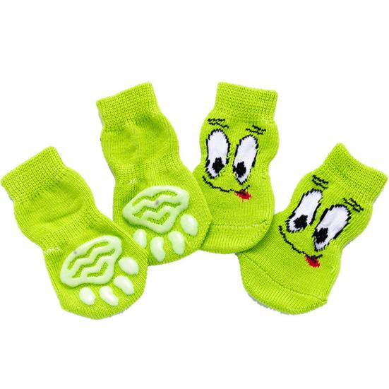 4Pcs Cats Dogs Cotton Warm Anti-Slip Cartoon Pattern Socks Shoes Pet Supplies
