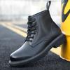 Осенне-зимние ботинки Мартин из коровьей кожи, мужские бархатные черные рабочие ботинки на толстой подошве, шнуровка, модные ботинки 2025