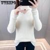 New Women's Turtleneck Pullover Slim Knit Jumper Winter Hollow Gauze Yellow Sweater Tops Thin Knitwear Commuting Undershirt