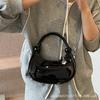 Hand Carry Fashion Trend Dumpling Bag Women 2025 New Simple Versatile Patent Leather Shoulder Bag Niche Design Messenger Bag