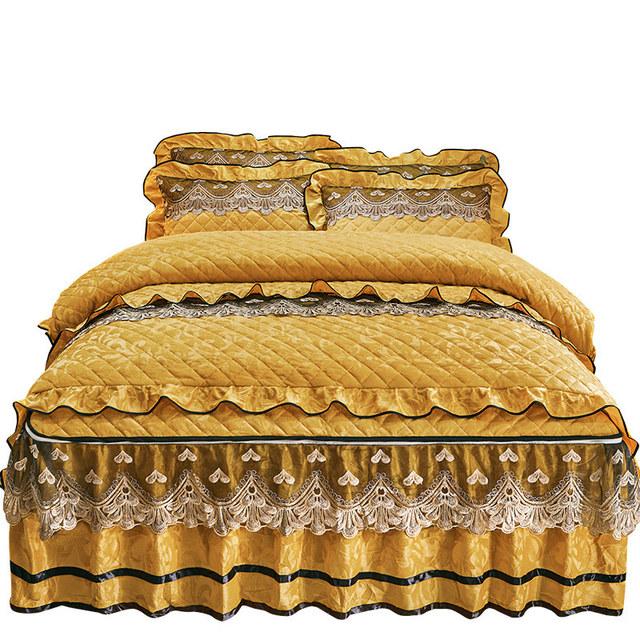 Стеганый бархатный пододеяльник, комплект двуспальной кровати 220x240, королевский размер, кружевное роскошное пододеяльник с вышивкой, однотонные 2 наволочки, мягкие