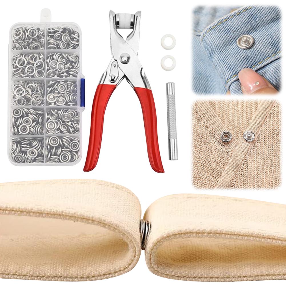 100 комплектов кнопок, набор из жемчужных кнопок для ткани с плоскогубцами для застежек, мастерство, сделай сам, металлические кнопки, пуговицы, сумка, принадлежности для шитья своими руками