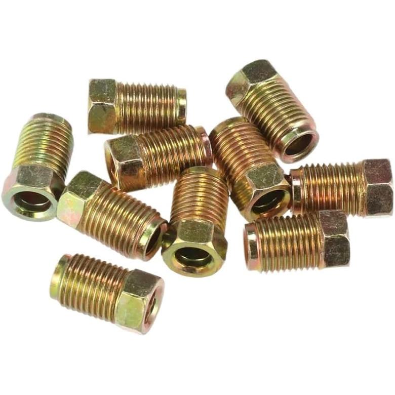 10 Pcs M10 x 1.0 Metric Thread Brake Line Fittings for 3/16" Tube, 10 x 1.0 mm Metric Nuts for Most Cars Trucks SUVs