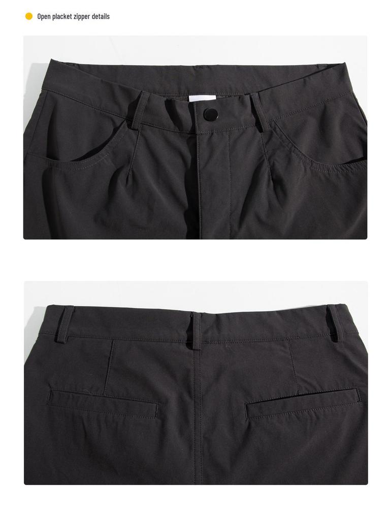 2025 Мужские повседневные черные спортивные брюки для улицы - Прямые, однотонные, идеально подходят для весенних и осенних мероприятий