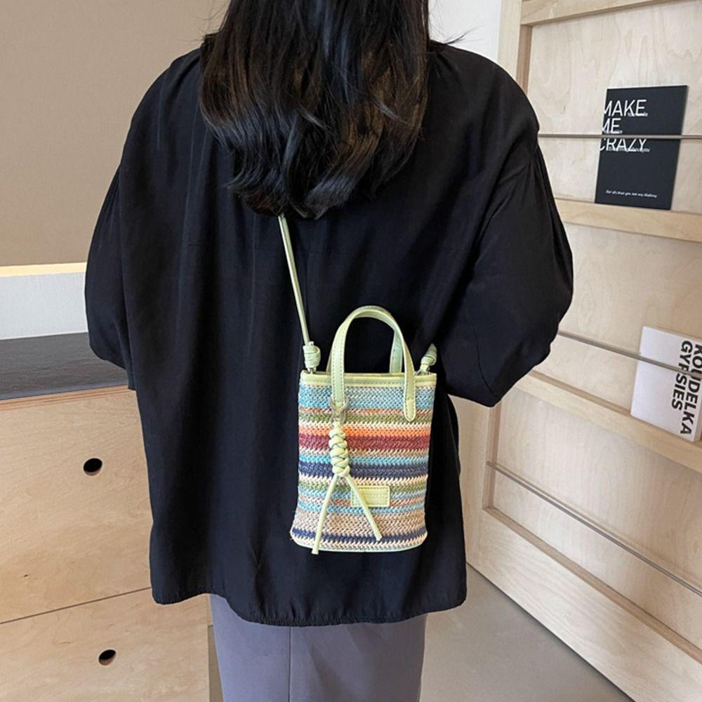 Летние сумки через плечо для отдыха, женские сумки, модные полосатые соломенные сумки для путешествий