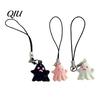 Ghost Charm Keychain Pendant Cartoon Shape Halloween Party Fun Phone with Lanyard Backpack Accessories