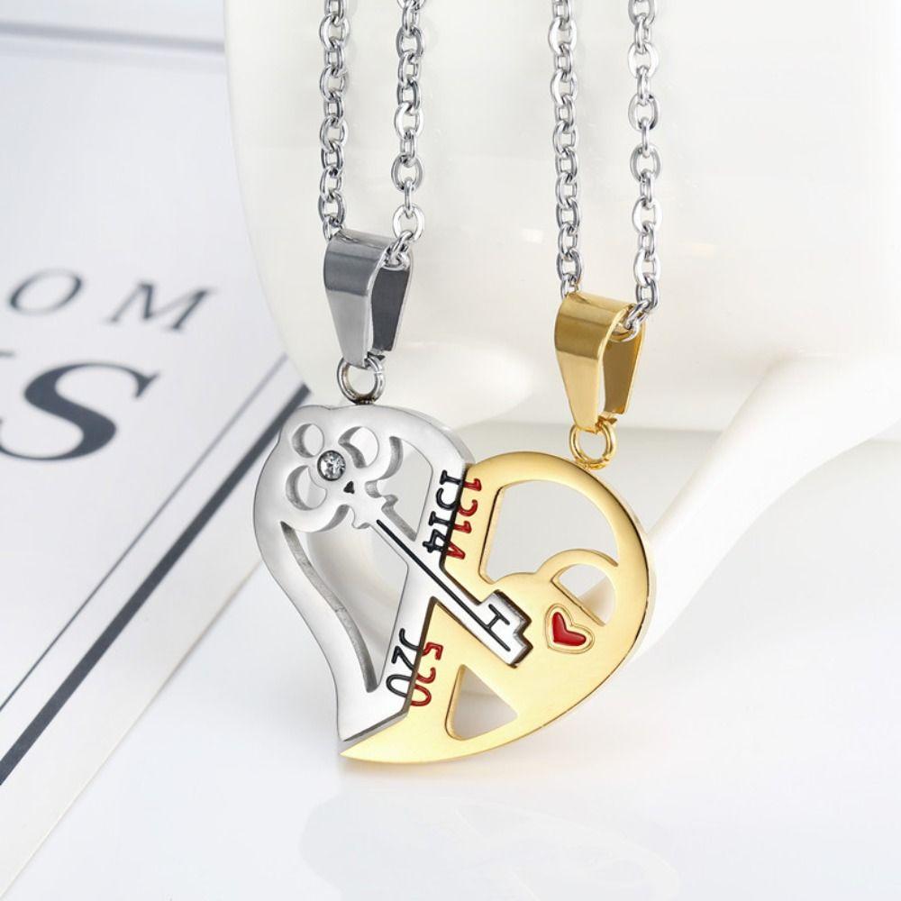 Personalized Design Couple Necklace Titanium Steel Heart Shape Necklace Couple Accessories
