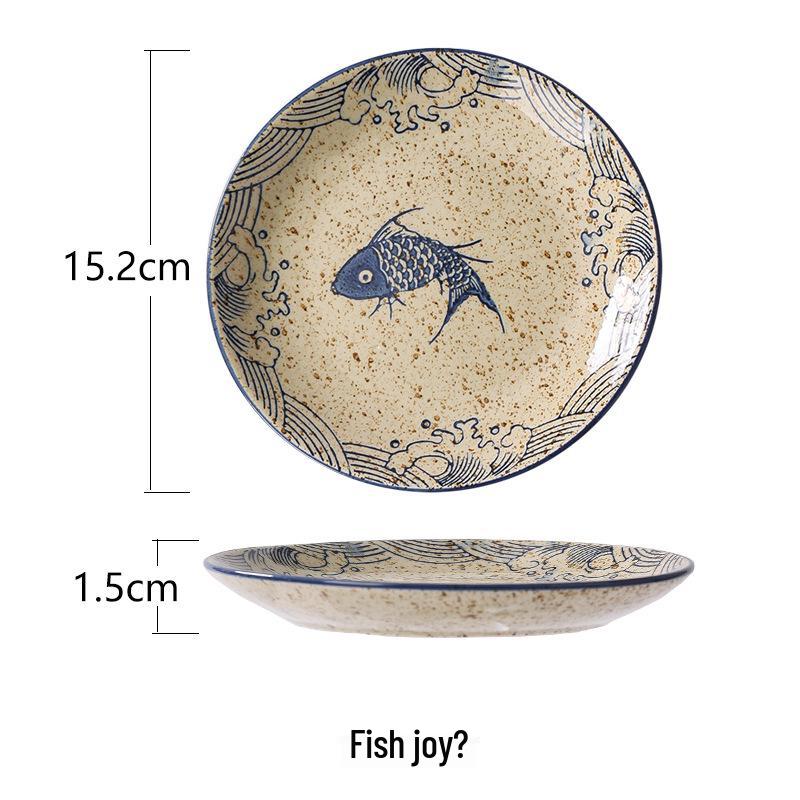 Керамическая тарелка ручной росписи в ретро-стиле, 6 дюймов, круглая - Пепельница, Плевательница, Тарелка для чая, Сухофруктов, Мелких закусок, Десертов.
