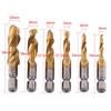 6PCS M3-M10 High Speed Steel Quick Change Hex Screw Tap Drill Bits Hss Taps Countersink Deburr Set Metric Combination Bit