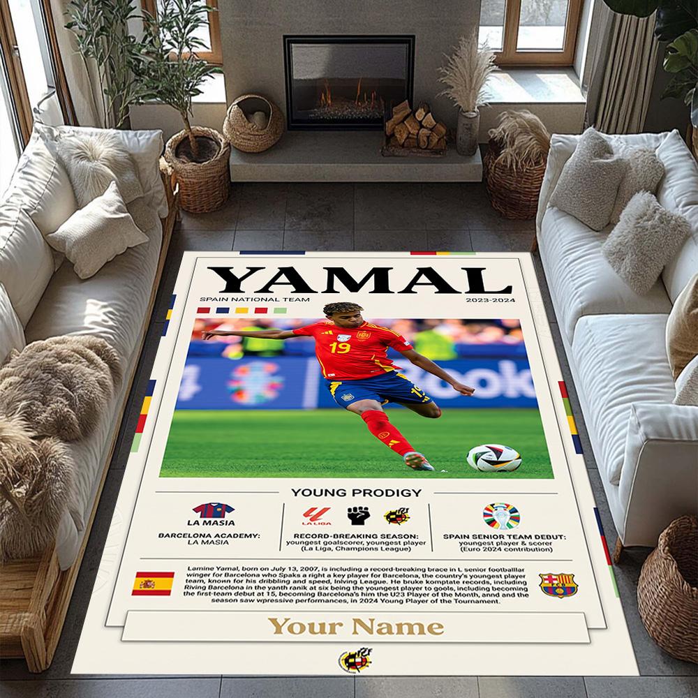 Lamin Yamal Customizable Name Floor Mat Design For Playrooms Dormitory Foyer Outdoor Antislip Carpet Anime Office Decor Spiritual Gift