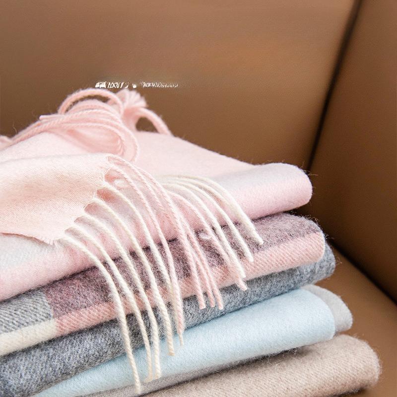 Шарф из чистой шерсти для мужчин и женщин Универсальный и модный Осенне-зимний Новый Многоцветный Плед Сшитый Теплый Шарф Двойного Использования