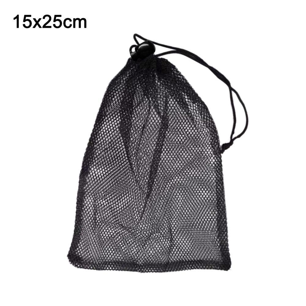 Black Laundry Bag Nylon Mesh Pouch Portable Drawstring Storage Pouch Bag