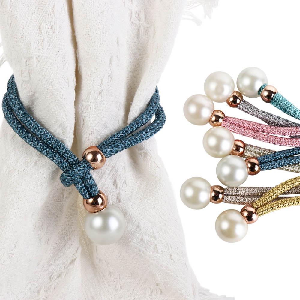 Adjustable Pearl Curtain Tieback High Quality Curtains Tie Rope Pearl Curtain Buckle Decoration