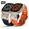 Спортивный резиновый ремешок для Apple Watch Ultra 3 2 49 мм 44 45 мм 46 мм Силиконовый ремешок из нержавеющей стали для iWatch Series 11 10 9 8 7 6 Se