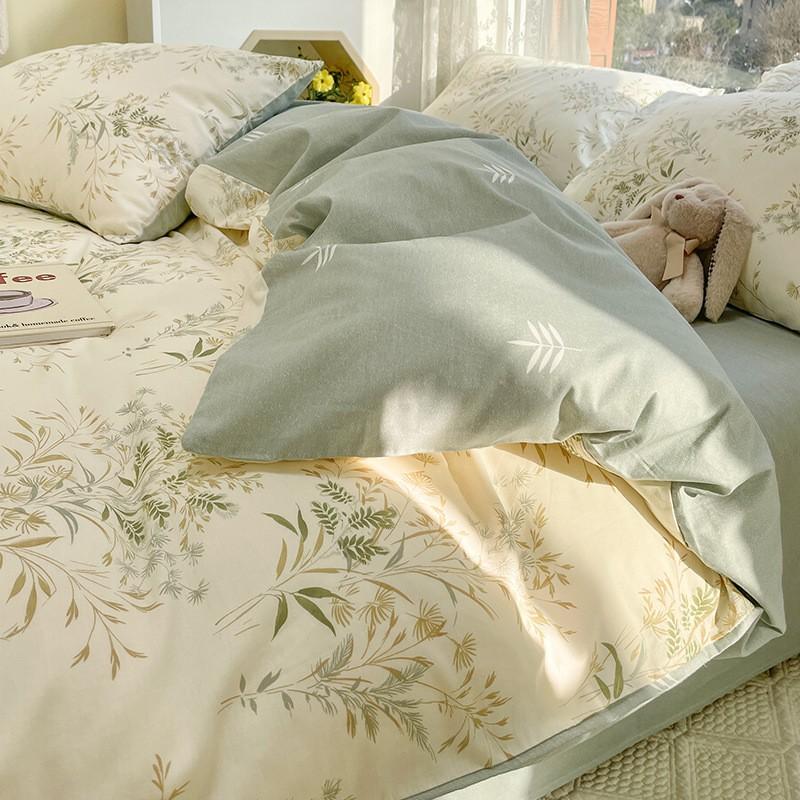 100% Cotton Bedding Set Floral Print Style Sheet Duvet Cover Pillowcases Dorm Bedroom
