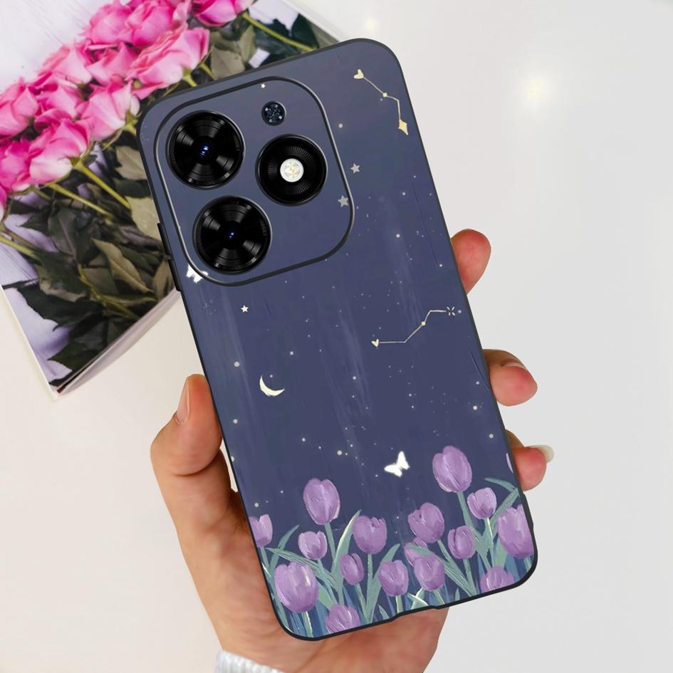 Чехол для Tecno Spark 20C Чехол Spark 20 Pro Популярный Цветок Бабочка Прозрачные Силиконовые Чехлы для Телефона Для Tecno Spark 20 Spark20 Funda
