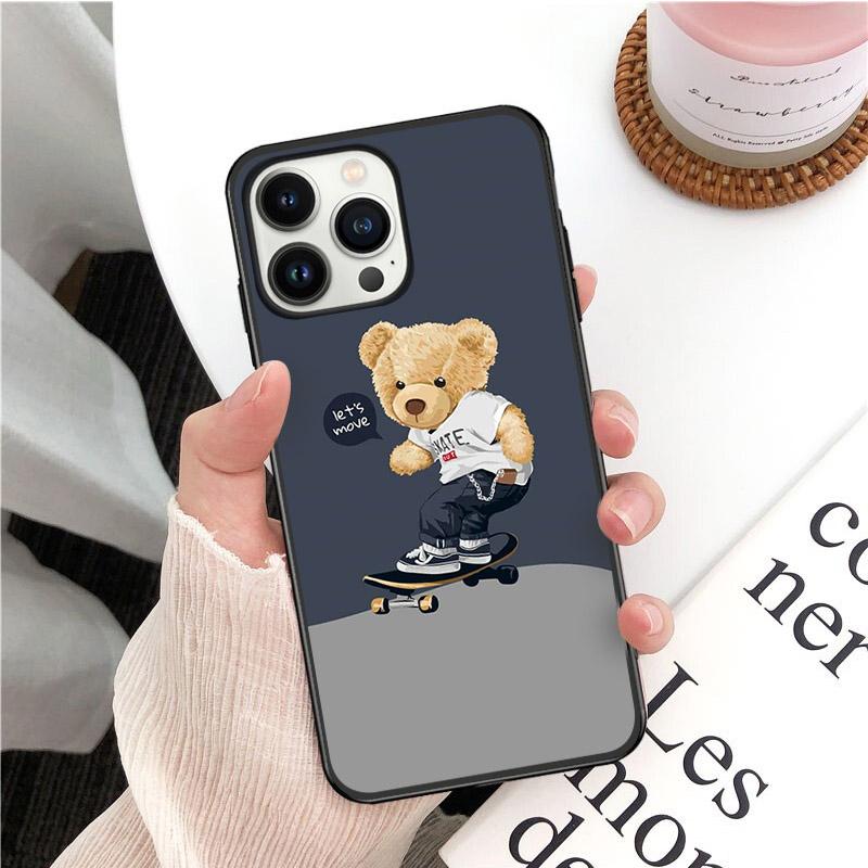 Чехол для телефона с забавным рисунком медведя и анимацией для iPhone Xiaomi Mi Samsung Galaxy Redmi Note AS 11 12 13 14 15 22 23 24 5G Pro Plus Max Fe Ultra