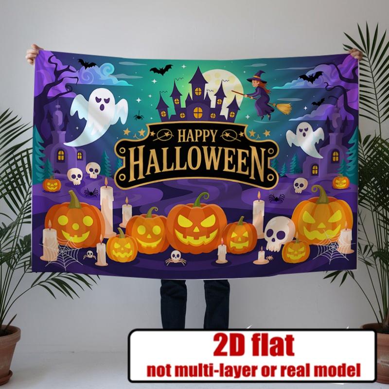 Halloween Backdrop Pumpkin Ghost Witch Castle Party Wall Decor