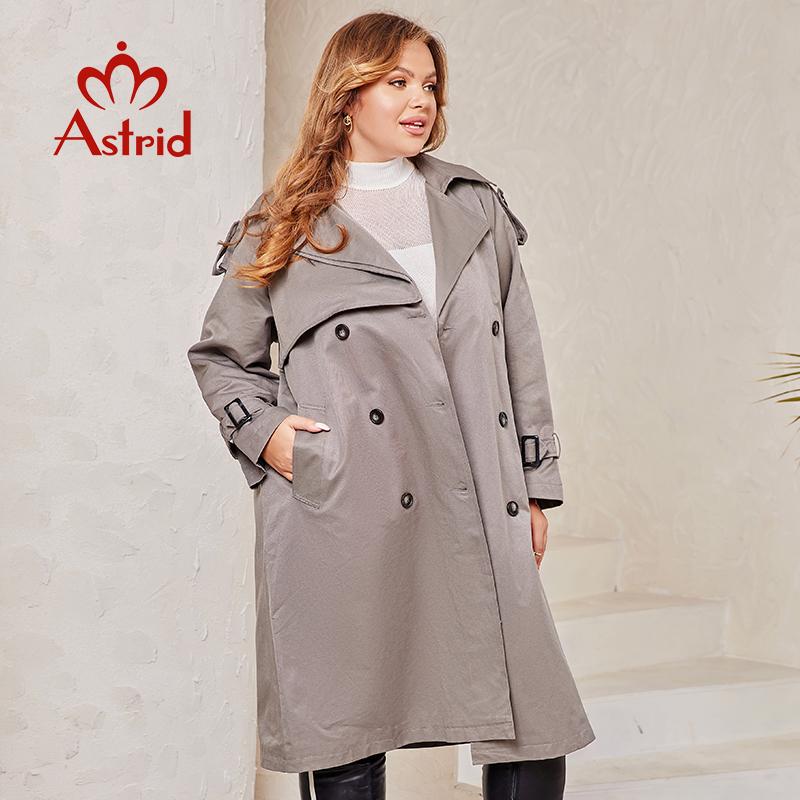 Astrid 2024 осенний длинный женский плащ, женская ветровка, двубортная верхняя одежда с поясом, пальто, женская куртка, одежда DS-7275