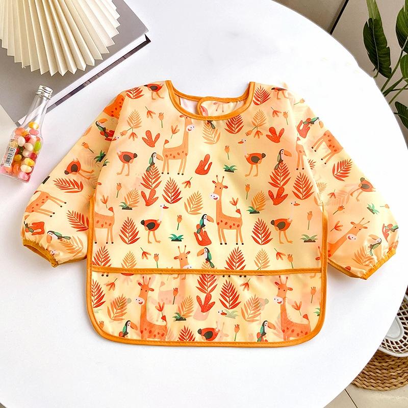Мягкие детские нагрудники, симпатичные, красочные, с рисунком, водонепроницаемые, с нагрудником для младенцев, для кормления детей, с длинными рукавами, фартук для самостоятельного кормления ребенка 0-2 лет