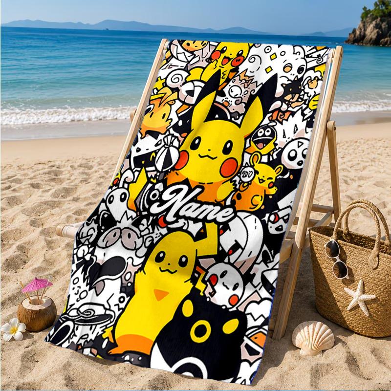 Custom Name Pika Ball Collection Beach Towel Microfiber Beach Towel, Lightweight and Quick-Dry, for Summer Travel, Swimming Pool Gift