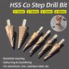 HSS CO M35 Cobalt Step Drill Bit Tapered Spiral Straight Groove Conical Stage Drill Stainless Steel Metal Hole Cutter Cone Tool