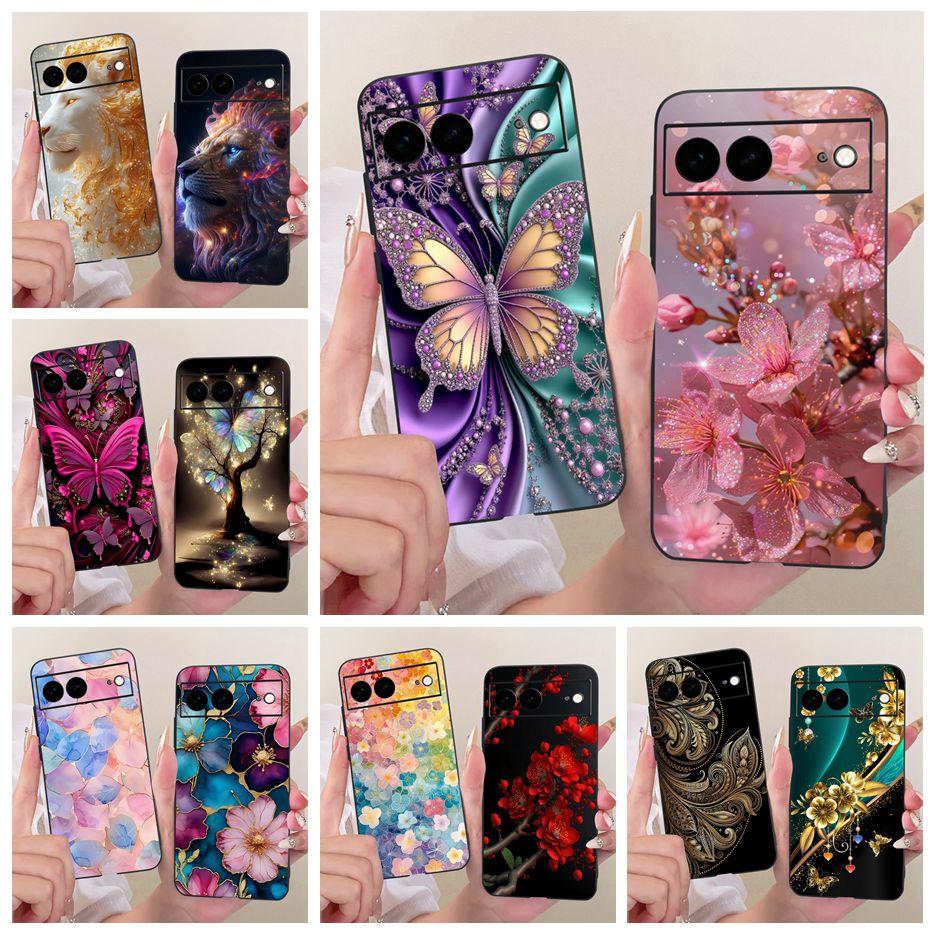 For Google Pixel 7A Case Pixel7 Pro Luxury Flower Butterfly Painted Cover Soft Silicone Case For Google Pixel 7 Pro Pixel7A Bags