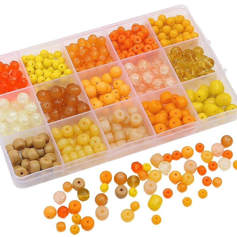 20Pcs Crystal Glass Beads Sunshine Color Loose Space Beads for Bracelet Necklace DIY Jewelry Craft Making Accessories