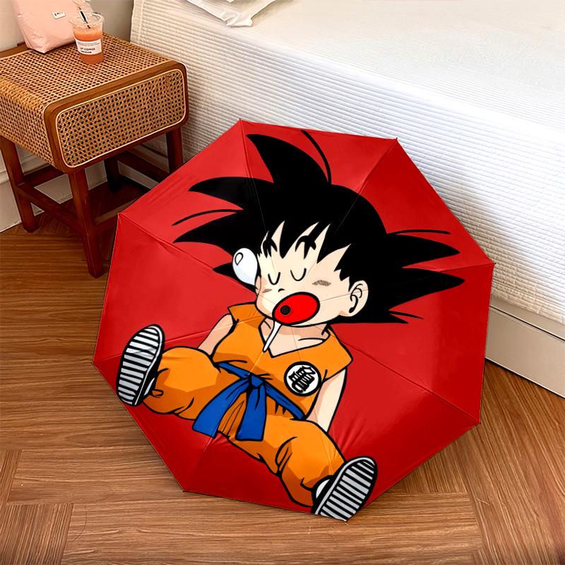 1 шт. Автоматический складной зонт - Милый мультяшный узор Son Goku, портативный складной дизайн, 8 спиц, рождественские и новогодние подарки