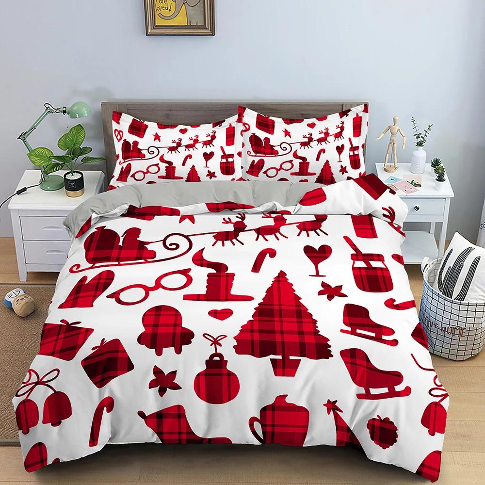 Comforter Christmas Bedding Set 3D Print Santa Claus King Queen Single Double Size Kids Polyester Bedding Set No Bed Sheet