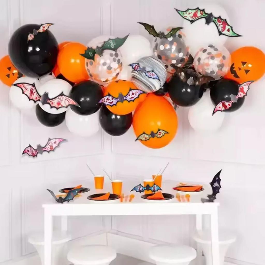 Хэллоуин 3D Ночник Наклейки на стену Летучая мышь Ведьма Летучая мышь Метла Летающие наклейки Дом Тыква Ужас Наклейки Украшение на Хэллоуин